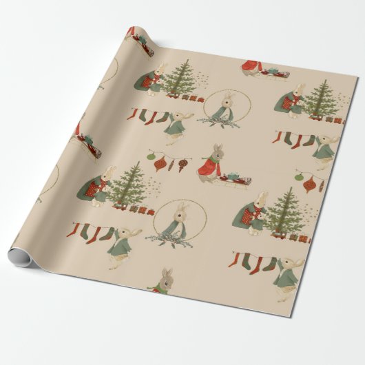 Rabbit Peter christmas Wrapping Paper Cadeaupapier (Uitgerold)