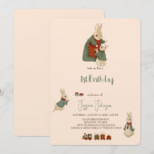 Rabbit Peter kerstmis 1 Birthday Uitnodiging (Voorkant / Achterkant)