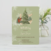 Rabbit Peter kerstmis 1 Birthday Uitnodiging (Staand voorkant)