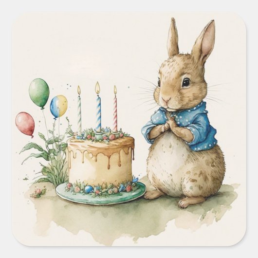 Rabbit Peter party Square Sticker (Voorkant)
