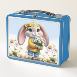 Rabbit pink ears white daisies