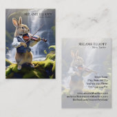Rabbit Playing Violin - Schattigee Muziekleraar Ka Visitekaartje (Voorkant / Achterkant)