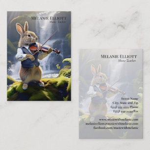Rabbit Playing Violin - Schattigee Muziekleraar Ka Visitekaartje