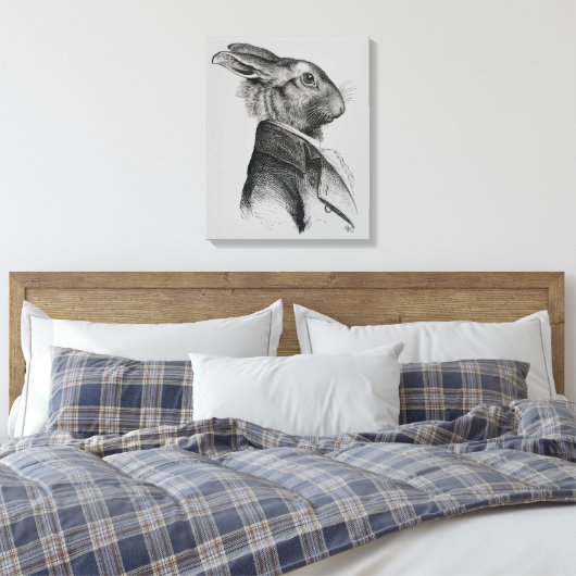 Rabbit Portret Profile Canvas Afdruk (Insitu (Slaapkamer))