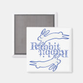 Rabbit Rabbit Blue White Maandelijkse herinnering  Magneet (Voorkant / Achterkant)