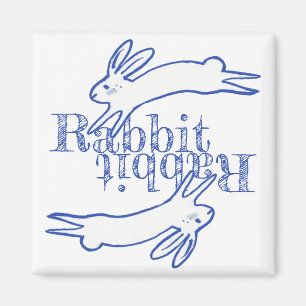 Rabbit Rabbit Blue White Maandelijkse herinnering  Magneet