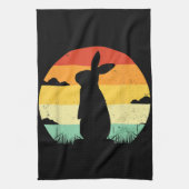 Rabbit Retro  80s Style Bunny Lover Theedoek (Verticaal)