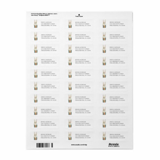  Rabbit Return Address Label (Full Sheet)