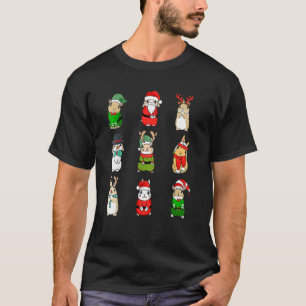 Rabbit Santa Bunny Elf Santa Hat Reindeer Christma T-shirt