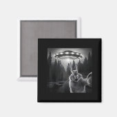 Rabbit Selfie With Ufo - Funny Bunny Graphic Alien Magneet (Voorkant / Achterkant)