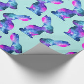 Rabbit Silhouette, Pattern, Waterverf Galaxy Cadeaupapier (Hoek)