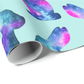 Rabbit Silhouette, Pattern, Waterverf Galaxy Cadeaupapier (Rol Hoek)