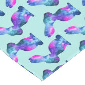 Rabbit Silhouette Pattern, Waterverf Galaxy Korte Tafelloper (Hoek)