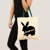 Rabbit Silhouette Personalized Name Tote Bag (Voorkant (product))