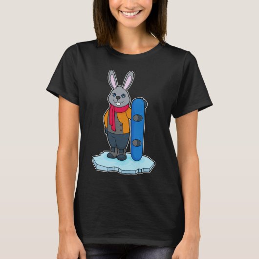 Rabbit Snowboard Winter Sport T-shirt (Voorkant)