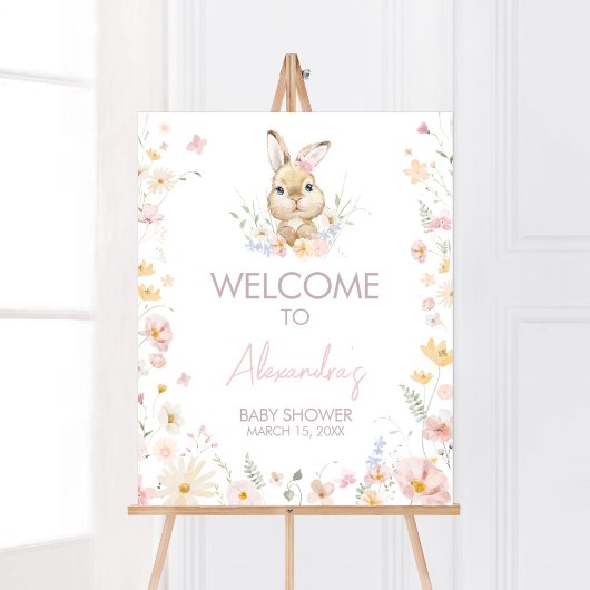 Rabbit Somebunny Baby shower Welkom Poster