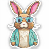 Rabbit Sticker with Jacket and Sunglasses (Voorkant)
