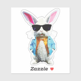 Rabbit Sticker with Jacket and Sunglasses