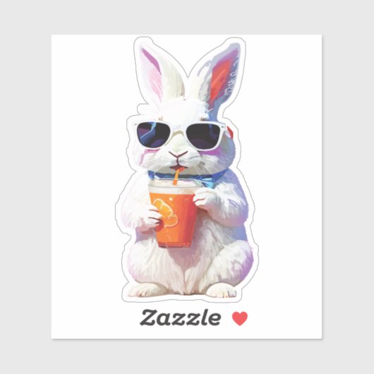 Rabbit Sticker with Sunglasses and Drink (Vel)
