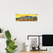 Rabbit Sunrise over Mountains Sunny Yellow Poster (Thuiskantoor)