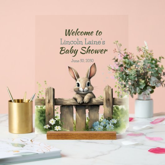 Rabbit Surplombant Une clôture Baby Boy Douche (Mariage)