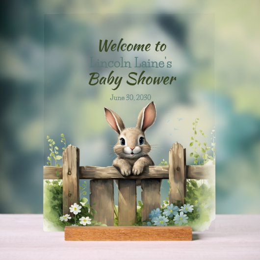 Rabbit Surplombant Une clôture Baby Boy Douche (Neutre)