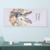 Rabbit Surrounded by Pastel Flowers Cute Easter Spandoek (Beurs)
