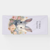 Rabbit Surrounded by Pastel Flowers Cute Easter Spandoek (Horizontaal)