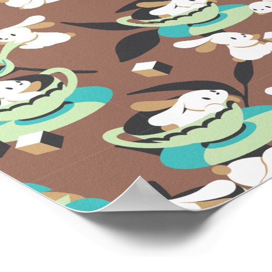 Rabbit Tea Party Pattern I Poster (Hoek)