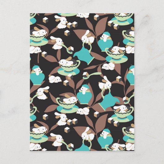 Rabbit Tea Party Pattern II Briefkaart (Voorkant)
