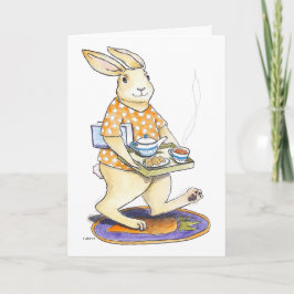 Rabbit Tea Tray Get Well card Kaart