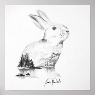 Rabbit tekenkunst print