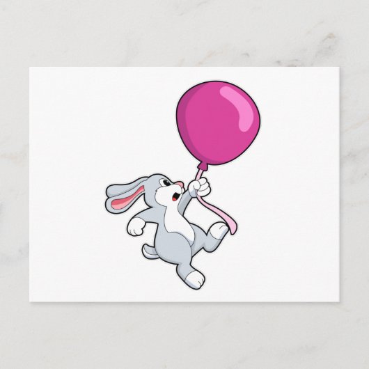 Rabbit with Balloon Briefkaart (Voorkant)