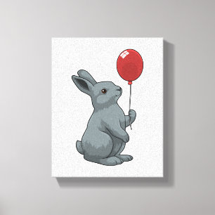 Rabbit with Balloon Canvas Afdruk