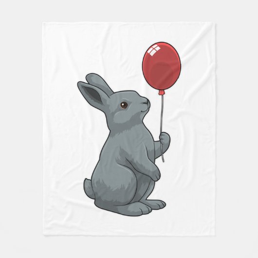 Rabbit with Balloon Fleece Deken (Voorkant)