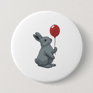 Rabbit with Balloon Ronde Button 7,6 Cm