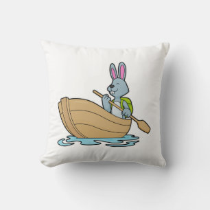 Rabbit with Boat & Paddle Kussen