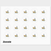 Rabbit with Boat & Paddle Ronde Sticker (Vel)