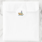 Rabbit with Boat & Paddle Ronde Sticker (Tas)