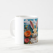 Rabbit with flowers art mug koffiemok (Voorkant links)