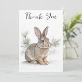 Rabbit with Pine Wildlife Thank You Card Bedankkaart (Staand voorkant)