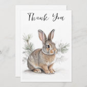 Rabbit with Pine Wildlife Thank You Card Bedankkaart (Voorkant / Achterkant)