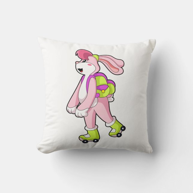 Rabbit with Roller skates Kussen (Voorkant)