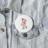 Rabbit with Roller skates Ronde Button 7,6 Cm (In situ)