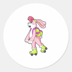 Rabbit with Roller skates Ronde Sticker