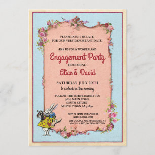 Rabbit Wonderland Verloving Couple's Party Invite Kaart