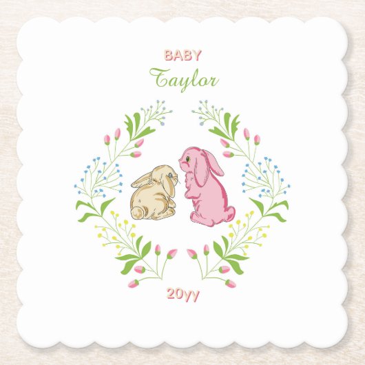 Rabbit Wreath Coaster Kartonnen Onderzetters (Voorkant)