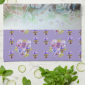 Rabbits Cute Lavender Waterverf Floral Bunny Theedoek (Gevouwen)