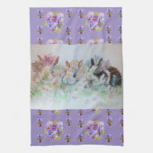 Rabbits Cute Lavender Waterverf Floral Bunny Theedoek (Verticaal)