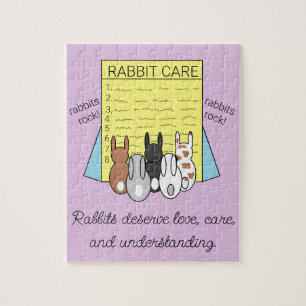 Rabbits lezen over Rabbit Care Legpuzzel